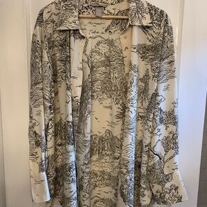 H&M Cream and Black Casual Button Down Shirt